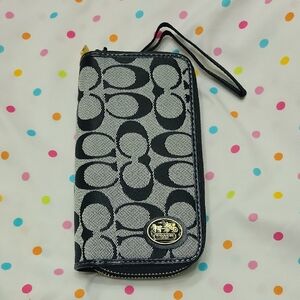Coach Black and Gray Wristlet Wallet